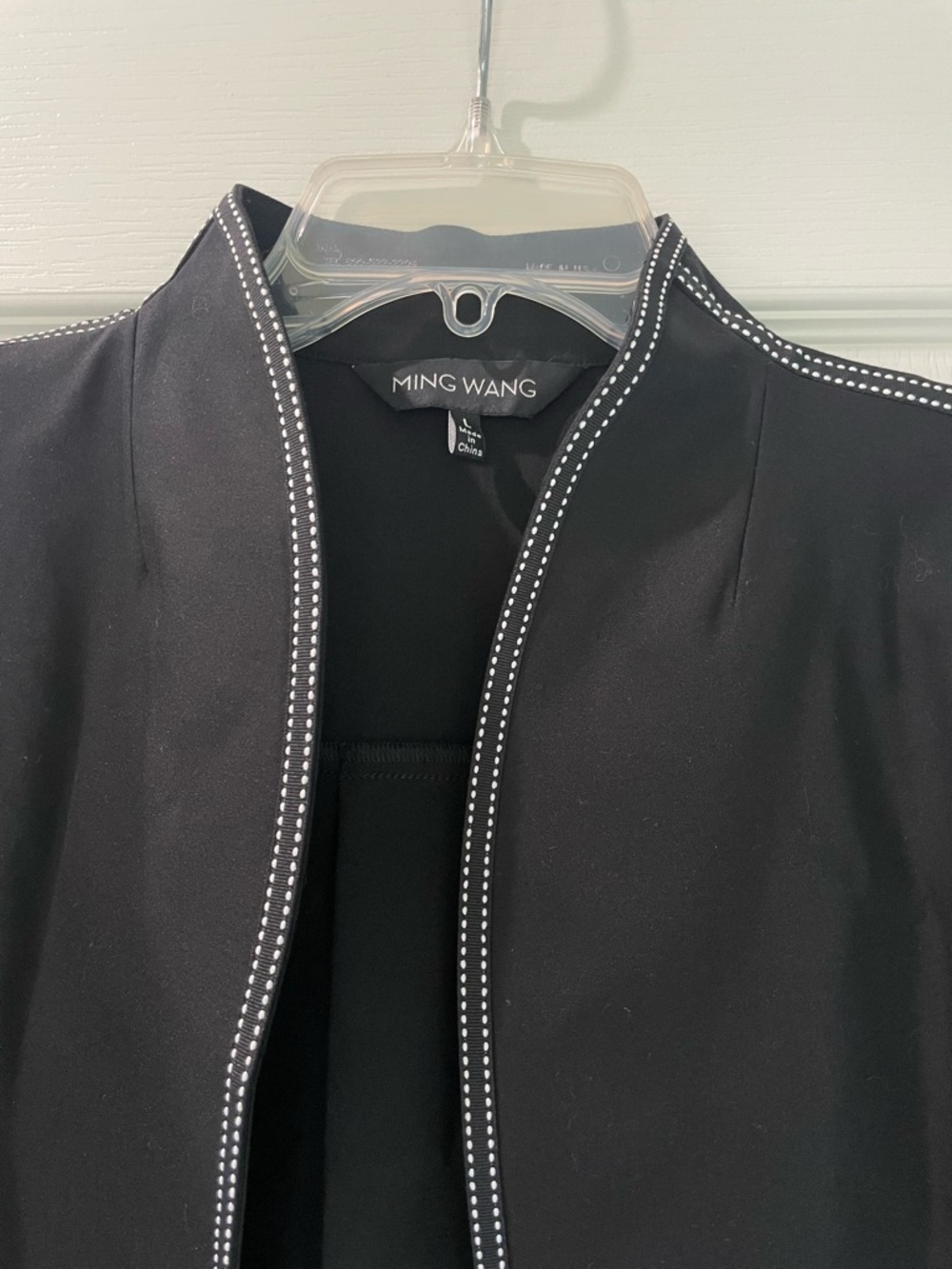Ming Wang Black Open-Front Jacket with Contrast Stitching size Large - Picture 3 of 5